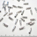 045-215-S * zakończenie mini do wklejania, śr. wew. 1,5 mm, śr, zew. 2 mm, dł. 6 mm, śr.ucha 0,8 mm, kolor srebrny